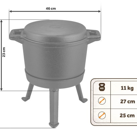 Kociołek żeliwny demontowany 8l garnek + patelnia grill BD-480 348000