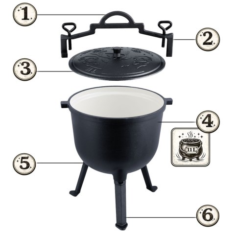 Kociołek żeliwny emaliowany garnek 11l na ognisko grill BD-481 348110