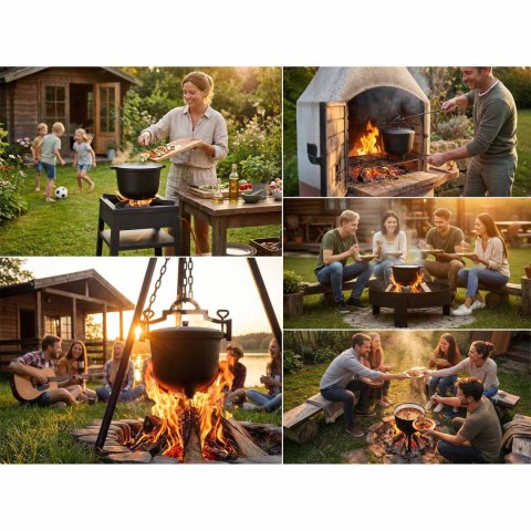 Kociołek żeliwny emaliowany garnek 8l na ognisko grill BD-481 348100