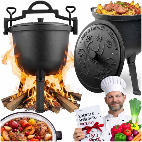 Kociołek żeliwny emaliowany garnek 8l na ognisko grill BD-481 348100
