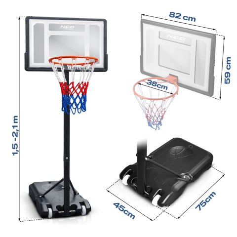 Kosz do koszykówki 150-210cm regulowany duży stabilny wolnostojący Neo-Sport NS-280