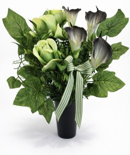 Bukiet flakon stroik na cmentarz grób sztuczne kwiaty