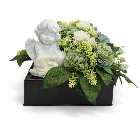 Stroik na cmentarz kompozycja kwiatowa na grób dziecka z aniołkiem