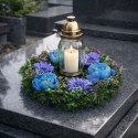 Wianek okrągły stroik na cmentarz wiązanka pod znicz na grób
