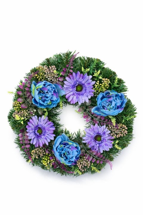 Wianek okrągły stroik na cmentarz wiązanka pod znicz na grób