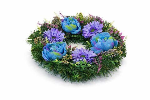 Wianek okrągły stroik na cmentarz wiązanka pod znicz na grób