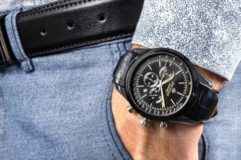 Zegarek Męski Giewont Chronograph Sapphire Czarny GW7650-A4