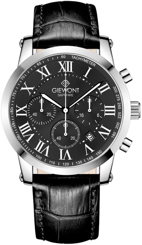 Zegarek Męski Giewont Chronograph Sapphire Srebrno Czarny GW6260-A2