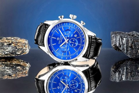 Zegarek Męski Giewont Chronograph Sapphire Srebrno Niebieski GW7650-A3
