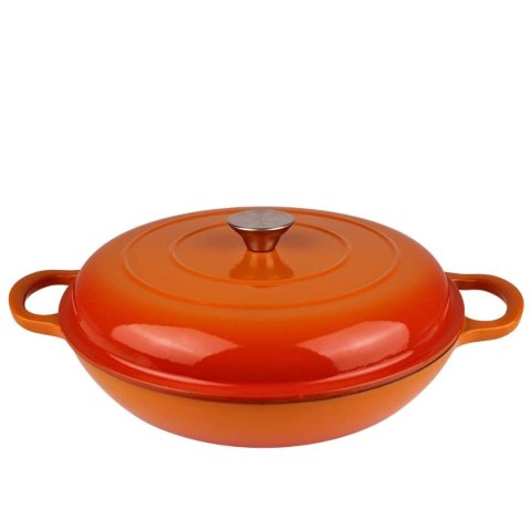EMALIOWANY GARNEK ŻELIWNY PŁASKI 30cm 3L HAGE ORANGE