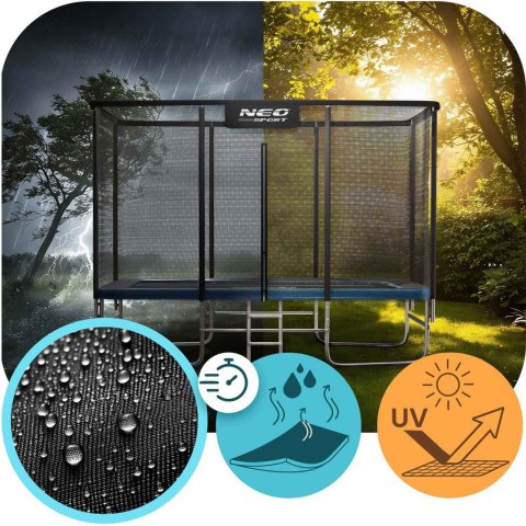 Trampolina ogrodowa prostokątna 10x7ft/305x213cm z siatką zewnętrzną i drabinką Neo-Sport