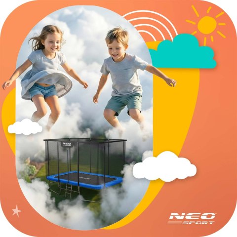 Trampolina ogrodowa prostokątna 12x8ft/366x244cm z siatką zewnętrzną i drabinką Neo-Sport