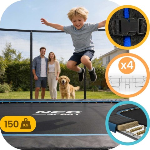 Trampolina ogrodowa prostokątna 12x8ft/366x244cm z siatką zewnętrzną i drabinką Neo-Sport