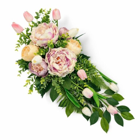 Wiosenny stroik na cmentarz kompozycja kwiatowa na grób tulipany