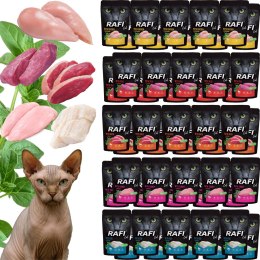 Zestaw RAFI Karma Mokra Pasztet Dla Kotów MIX Smaków 100g x 50 szt. RAFI