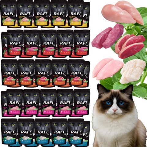 Zestaw RAFI Karma Mokra Pasztet Dla Kotów MIX Smaków 100g x 50 szt. RAFI
