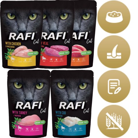 Zestaw RAFI Karma Mokra Pasztet Dla Kotów MIX Smaków 100g x 50 szt. RAFI