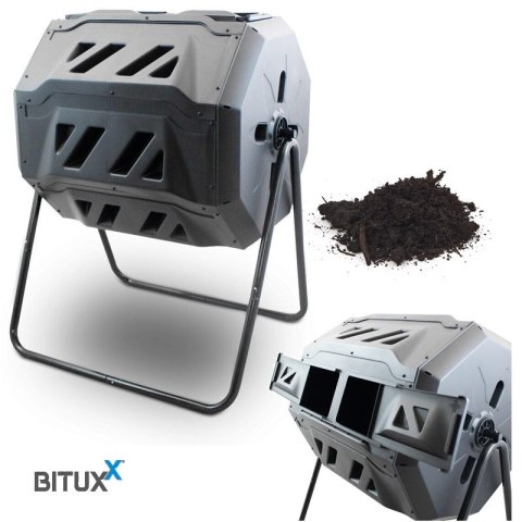 Bębnowy Kompostownik do Ogrodu Dwu komorowy 160l Obrotowy Bituxx