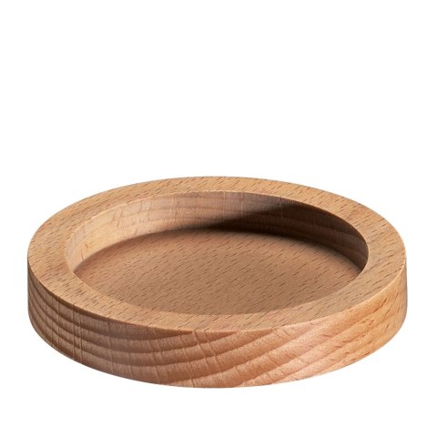 Moździerz granitowy na drewnianej podstawie, śred. 10 x 9,5 cm