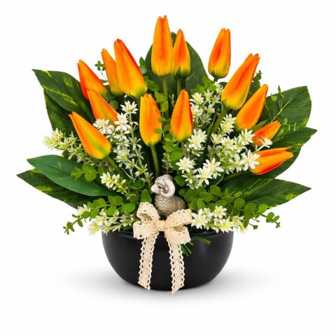 Stroik na cmentarz Wielkanoc kompozycja kwiatowa na grób miska