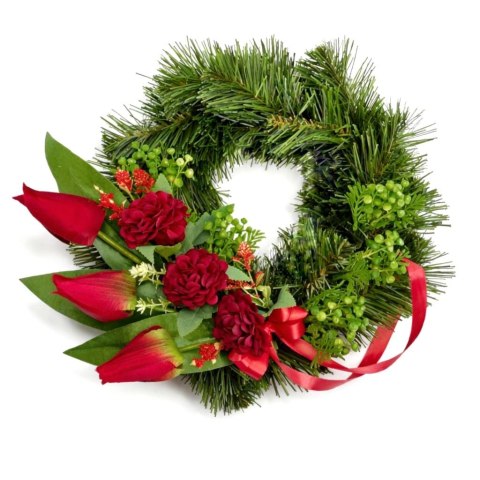 Wianek okrągły wieniec wielkanocny stroik na cmentarz tulipany