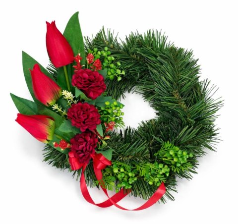 Wianek okrągły wieniec wielkanocny stroik na cmentarz tulipany