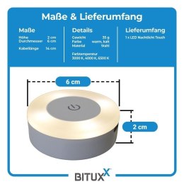 Zestaw 5x Lampka Nocna LED Dotykowa USB - 3 Barwy Światła, Samoprzylepna