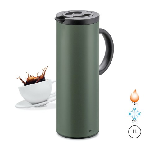Dzbanek termiczny, 1,0 l, śred. 11 x 30 cm, stal nierdzewna/szklany wkład, oliwkowy