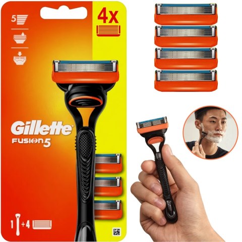 Gillette Fusion5 Maszynka Do Golenia Dla Mężczyzn Plus 4 Ostrza Wymienne Gillette