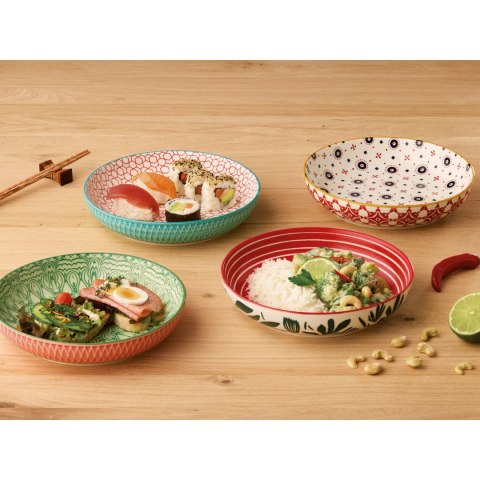 Płytka miska, porcelana, śred. 21 cm, 0,75 l, kafelki