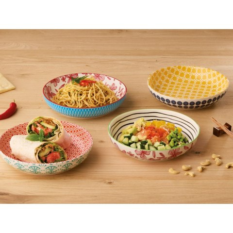 Płytka miska, porcelana, śred. 21 cm, 0,75 l, kafelki