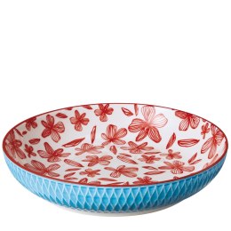 Płytka miska, porcelana, śred. 21 cm, 0,75 l, niebieskie romby
