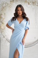 ELEGANCKA SUKIENKA OŁÓWKOWA Z DEKOLTEM - Baby blue