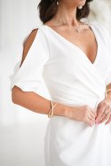 ELEGANCKA SUKIENKA OŁÓWKOWA Z DEKOLTEM - Ecru