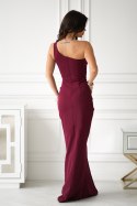 ELEGANCKA SUKIENKA Z CEKINOWYM DEKOLTEM - bordowy