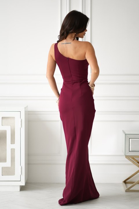 ELEGANCKA SUKIENKA Z CEKINOWYM DEKOLTEM - bordowy ELEGANCKA SUKIENKA Z CEKINOWYM DEKOLTEM - bordowy