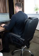 FOTEL BIUROWY Z PODNÓŻKIEM SKÓRA EKO - CZARNY