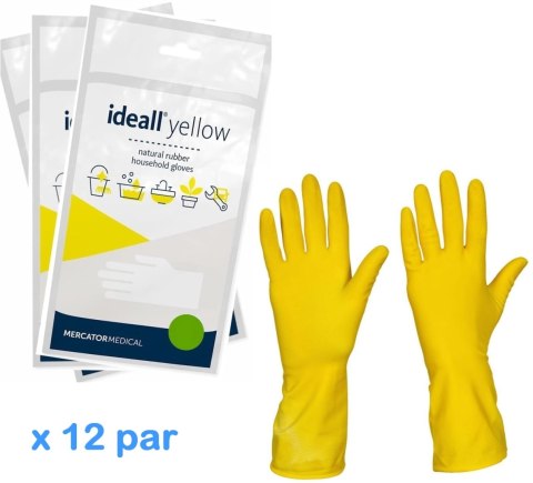 RĘKAWICE GOSPODARCZE LATEKSOWE / ŻÓŁTE / IDEALL YELLOW - 12 PAR (M 7-8) RĘKAWICE GOSPODARCZE LATEKSOWE / ŻÓŁTE / IDEALL YELLOW - 12 PAR (M 7-8)