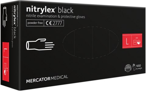RĘKAWICE NITRYLOWE 100 SZTUK / CZARNE / NITRYLEx BLACK (L 8-9)